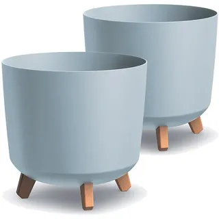 Tymar Übertöpfe groß mit Füßen, Blumenübertopf, Blumentopf Gross, Blumenkübel matt, Pflanzkübel für Außen und Innen ((2pack) Grau ; Höhe 28,5 cm/ø 30 cm)