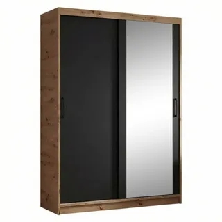 beautysofa Schwebetürenschrank HELA 120 x 205 x 60 cm Schwarz