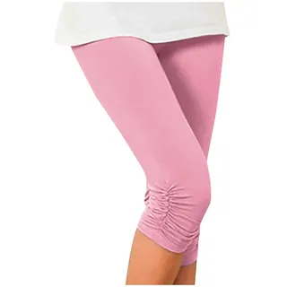 Leggings Damen 3/4 Capri Dünne Sommer Reitsport-Hosen Für Caprihose Radlerhose Knielang Freizeit Bauch-Weg
