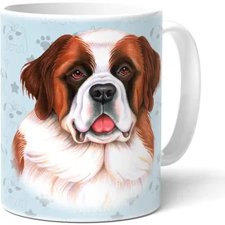 BERNHARDINER/St. Bernhardshund - Kaffeetasse mit Hundezeichnung. Becher mit passenden Spruch. Tasse. Keramikbecher. Häferl mit Henkel. Teetasse. Kaffeebecher. Geschenk für alle Hunden Besitzer.