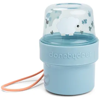 Done by Deer Müslibecher To Go Kinder - Joghurtbecher To Go oder Snackbox mit Fächern - 2 Luftdichte Kammern - Auslaufsicher - BPA-Frei - Ø8 x H 11,5 cm - Tiny Farm Blau