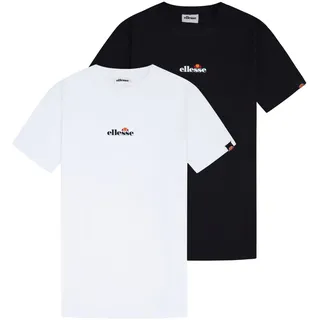 Ellesse Herren T-Shirt 2er Pack - OLLIO 2, Kurzarm, Rundhals, Logo, Baumwolle, einfarbig, Schwarz/Weiß M