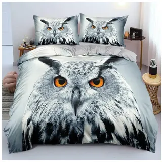 LuxusKollektion Kinderbettwäsche Bettwäsche 220x240cm Eule 3D Mikrofaser 3tlg