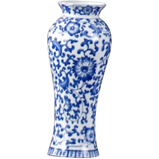 DECOMELODY Keramikvase im Chinesischen Stil Vintage Design Elegante Kleine Dekovase aus Keramik für Tischdekoration und Wohnraum Geeignet Größe S