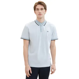 Tom Tailor Herren Poloshirt DETAILED COLLAR Regular Fit Weiß Foggy Blau Twotone 35199 L