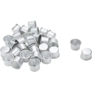 Abnaok 20 Stück Kerzenhalter Stabkerze, Aluminium Kleine Kerzenständer Stabkerzen, DIY Stabkerzenhalter Kerzentülle, Rund Kerzenleuchter für Deko (Silber)