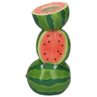 INNA-Glas Dekovase Dekovase Wassermelonen TILLAS aus Keramik, rot-grün-blau, 11,7x10x21cm bunt