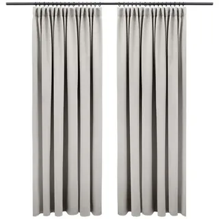 Blumtal Verdunklungsvorhänge Kräuselband 140x145 cm im 2er Set - Oeko-TEX zertifizierte Vorhänge Blickdicht - Thermovorhang Hitzeschutz - Curtains Blackout - Thermovorhang Kräuselband in Grau