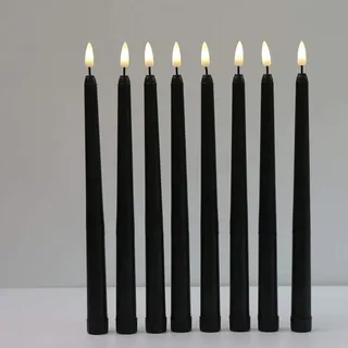 Flackernde Flammenlose Spitzkerzen Mit Schwarzem Körper, 27,9 Cm, Hell, Warmweiß, Batteriebetrieben, Realistische Weihnachtskerzen Aus Kunststoff, 6 Stück