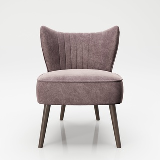 PLAYBOY - Sessel "HOLLY" gepolsterter Lounge-Stuhl mit Rückenlehne, Samtstoff in Rosa mit Massivholzfüsse, Retro-Design