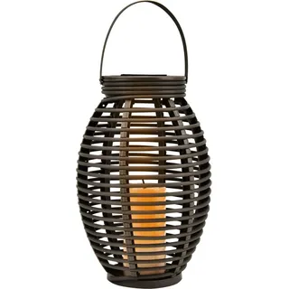 GLOBO LED Rattan Solarlaterne 35 cm grau