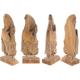 Wurzelholz Treibholz Skulptur Roots 80" | Natur, 72-80 cm Teakholz | Design Holzskulptur, Unikat Figur aus Teak mit massivem Sockel