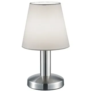 TRIO Leuchten LED Nachttischlampe, Dimmfunktion, LED wechselbar, Warmweiß, klein-e Nachttisch-lampe Touch dimmbar Design-klassiker, Höhe 24cm silberfarben|weiß
