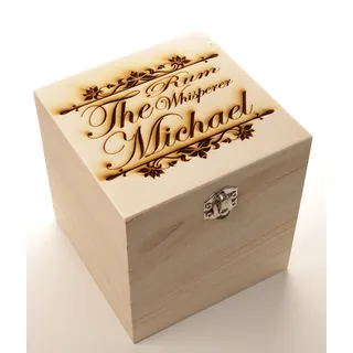 Rumglas The Rum Whisperer mit Namen personalisiert Schieferuntersetzer Geschenkbox (Set in Holzbox)