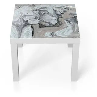 DEQORI Couchtisch 'Organische Eleganz', Glas Beistelltisch Glastisch modern grau|weiß 55 cm x 46 cm x 55 cm
