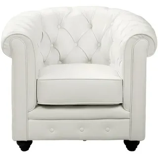 vente-unique Sessel Chesterfield Kunstleder 82 x 72 x 78 cm Weiß