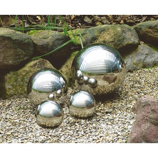 Spetebo Dekokugel Edelstahl Deko Kugel 4er Set glänzend (Set, 4 St., Deko Kugeln glänzend), Metall Garten Hohlkugel silber - Teichkugel Gartenkugel Schwimmkugel silberfarben