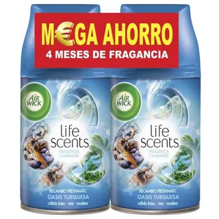 Recambio para ambientador Air Wick FreshMatic Duplo Life Scents Oasis Turquesa 250 ml (Pack de 2)