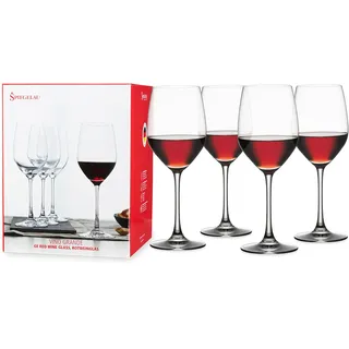 Spiegelau Vino Grande Rotweingläser, 4er-Set, in Europa hergestellt, bleifreies Kristall, klassischer Stiel, spülmaschinenfest, professionelle Qualität, Rotweinglas-Geschenkset, 425 ml