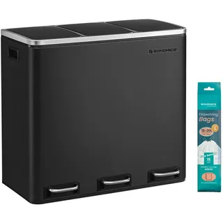 Songmics Mülltrenner 3 x 18 l Schwarz