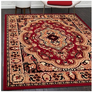 Orientteppich Orientalisch Vintage Teppich Kurzflor Wohnzimmerteppich Rot, Mazovia, 300 x 400 cm, Fußbodenheizung, Allergiker geeignet, Farbecht, Pflegeleicht rot 300 x 400 cm