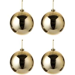 Christbaumkugel Weihnachtskugel Kugel bruchfest im 4er Set 15 cm aus Kunststoff in Rot oder Gold für Innen + Außen (Gold)