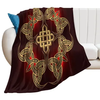 NIBABAEU Decke, goldenes skandinavisches antikes Wikinger-Symbol, weich, flauschig, gemütlich, bequem, für Couch, Sofa, Bett, 150 x 200 cm