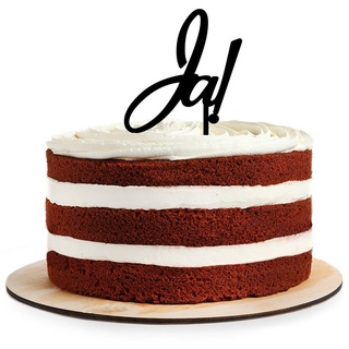 AREA17 Tortenstecker »Cake Topper aus Acryl zur Hochzeit, Ja!«, (Kuchendeko Tortenstecker, verschiedene Farben, Kuchendekoration und Tortenschmuck), 100% Made in Germany schwarz