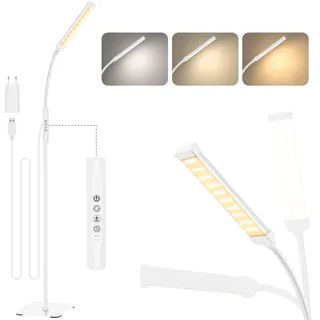 120 LED Stehlampe, helle Stehlampen für Wohnzimmer, 3 Farbmodi & 10 Helligkeiten 3000K-6000K Standlicht, Schwanenhals Leselampe mit Touch Control für Schlafzimmer Büro