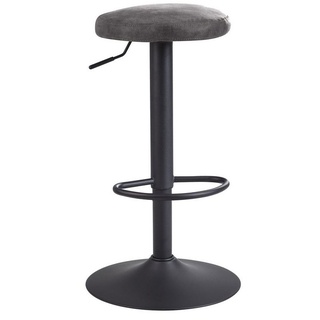 möbelando Barhocker »Barhocker Grau Wildlederoptik Hocker ohne Lehne«, Barhocker Grau Wildlederoptik Hocker ohne Lehne 58 - 79 cm, Küchenhocker Stoff / Metall 100kg, Design Barstuhl Tresenhocker Drehbar Bistrohocker grau