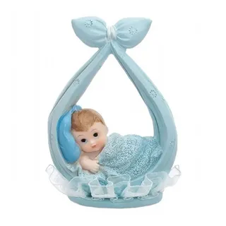 partydeco Tortenstecker, Tortenfigur Baby 11cm Junge im Tragetuch Hellblau blau