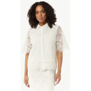 comma Kurzarmbluse Bluse Boxy-Bluse aus Spitze mit Viskose-Futter weiß 36 EU