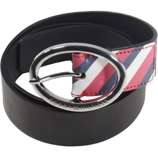 Tommy Hilfiger Damen Gürtel Jeansgürtel Oval Buckle Belt 3,5 Leder 90cm Schwarz - 90