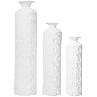 KLAM HOME Bodenvase Große Bodenvase 3er Set aus Metall, (50/65/83 cm), Mid-Century Modern (Dekovase Boden bis zur Decke reichende Vase, hohe dekorative Vase), Vintage Deko, Dekorative Vase für Wohnzimmer, Flur und Schlafzimmer weiß
