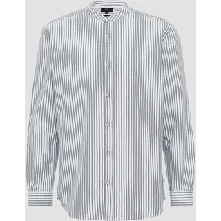 QS - Regular Fit: Stehkragenhemd aus gestreiftem Oxford, Herren, blau, S