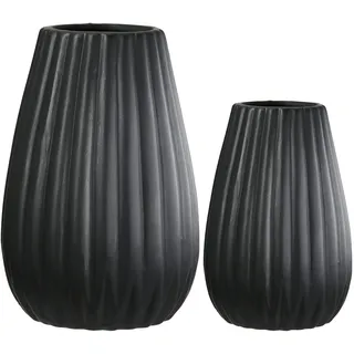 Casablanca by Gilde GILDE Vase "Piega" in Schwarz - (H) 17cm | Gr.: onesize