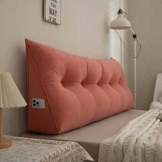Couchkissen Groß, Rückenkissen 100CM Rosa, Lesekissen für Bett und Sofa, Chenille Sofakissen mit Waschbarem Bezug, Rückenpolster für die Wand, Sitzkissen, Wandkissen, Keilkissen zum Anlehnen im Bett