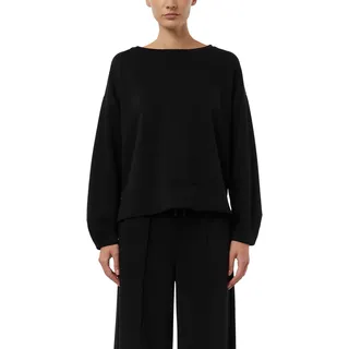 Sweater COMMA, Damen, Gr. 42, schwarz, Sweatware, Obermaterial: 49% Polyester, 45% Viskose, 6% Elasthan, unifarben, lässig geschnitten hüftbedeckend, Rundhals, abgesteppte Kante, Sweatshirts Sweater, unifarben, mit Viskose und Stretch