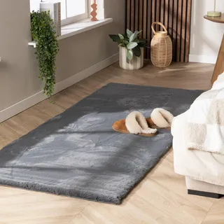 FRAAI | Home & Living Hochflor LäUfer - Comfy Supreme Anthrazit - 80x200 cm - Shaggy, Einfarbig - Modern, Skandinavisch - Schlafzimmer, Flur - Fellteppich