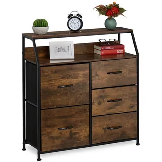 Relaxdays Kommode 84 x 87 x 32 cm braun/schwarz