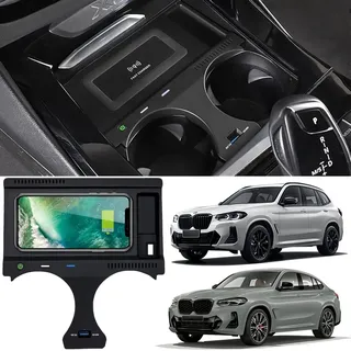 Kabelloses Ladegerät Auto für BMW X3 2018-2021 BMW X4 2018-2022 X3M/X4M 2019-2022, 15W Qi Schnellladendes Handy-Ladegerät für BMW X3/X4 Center Console-Zubehörfeld, Geschenk für BMW-Besitzer