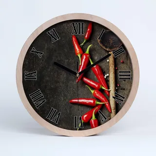 Tulup Holzuhr ⌀ 25cm Modern Runde Dekoration Uhr Holz Wanduhr Stille Uhren Schwarze Uhrzeiger - Peperoni