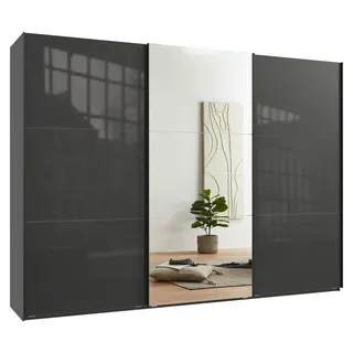 luma-home Schwebetürenschrank 300 x 216 x 65 cm Anthrazit/Schwarz