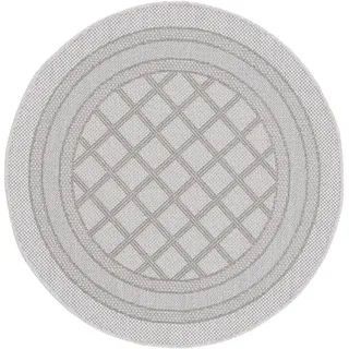 carpetfine Teppich Boho 104, rund, Höhe: 4 mm, robustes Flachgewebe, Sisal Optik, UV-beständig, Außenbereich beige Ø 90 cm x 4 mm