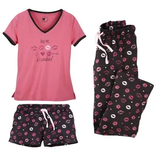 vivance dreams by lascana Pyjama bunt/pink-schwarz-gemustert 52/54
