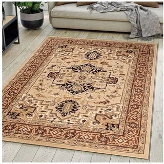 Mazovia Orientteppich DY-EUFRAT-Q011A-BLACK, 140x200, Orientalisch, Blumenmuster, Klassisch, Kurzflor, Gemustert beige 140x200