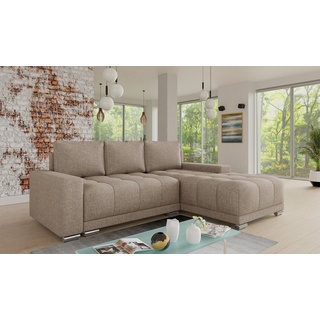 Sofnet Ecksofa Pavo mit Schlaffunktion und Bettkasten - 1 Stk - Beige (Sawana 27))