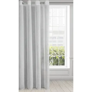 Eurofirany Leinen Optic Vorhang ALICJA mit Ösen - 1Stk. - Etamin Eco Boho Natürlich Fenstergardine Wohnzimmer Schlafzimmer 140x250cm Silber