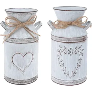 2-teiliges Vintage-blumenvase-herz-milchkrug-eisen-shabby-chic-dekorations-landhausstil-rustikaler Blumeneimer-metallpflanzkübel-dekorations-kaktustopf Für Wohnzimmertischdekoration