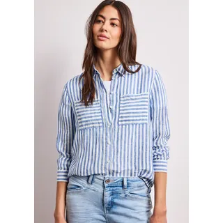 STREET ONE Hemdbluse mit Streifen Muster Blau 40